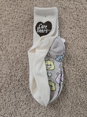 Care Bears Cream & Gray Pastel Bear Face Socks